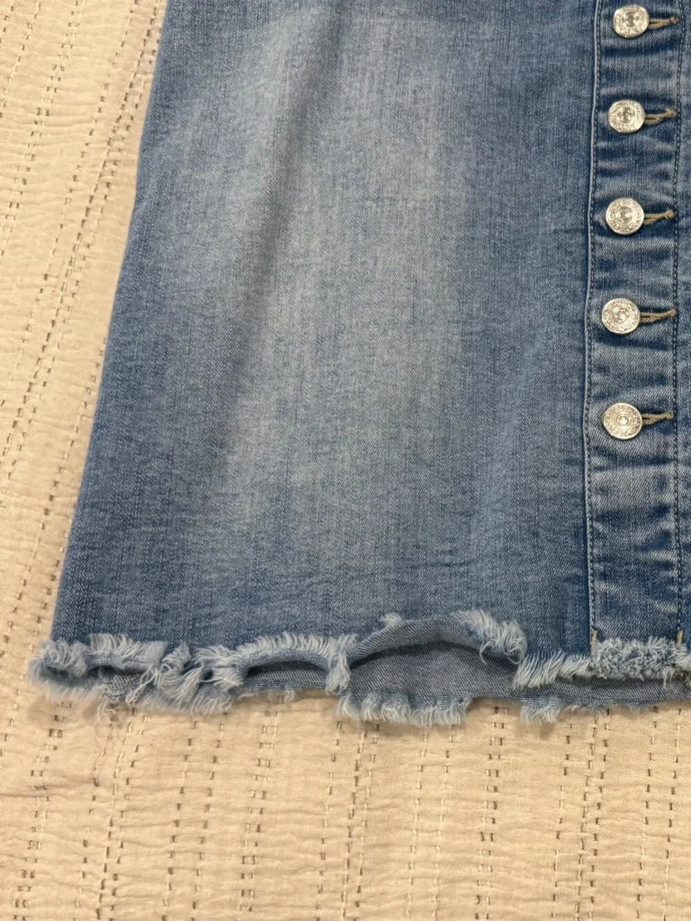 Coco and Carment Button Front Denim Mini Skirt Women Large Stretch Elastic